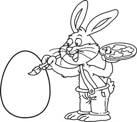 Easter rabbit painting egg vector image