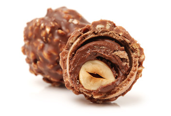 chocolate candy on white background 