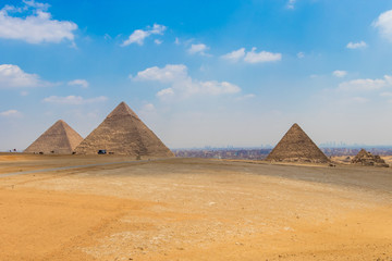 View of the area with the great pyramids of Giza, Egypt