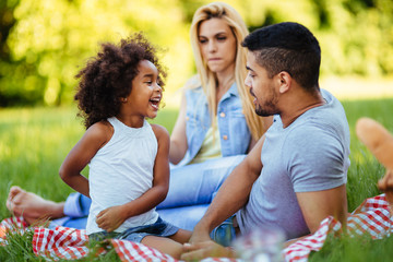 Happy family having fun time on picnic