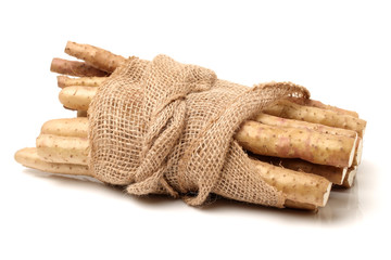Chinese yam on white background 