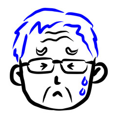 顔アイコン　男性　おじいさん　筆　表情