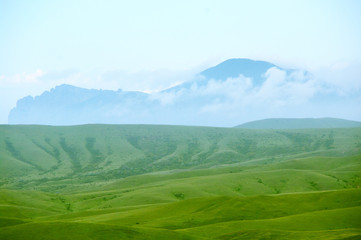 Summer landscape with mountain and hills
