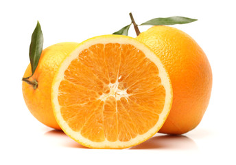 Orange fruit on the white background