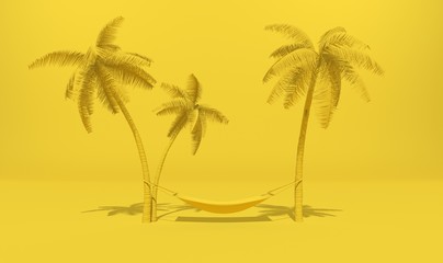 Plakat Hamac installé entre deux palmiers
