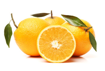 Orange fruit on the white background