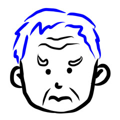 顔アイコン　男性　おじいさん　筆　表情