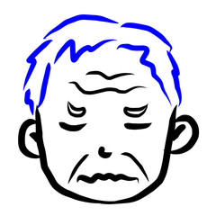 顔アイコン　男性　おじいさん　筆　表情