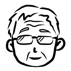 顔アイコン　男性　おじいさん　筆　表情