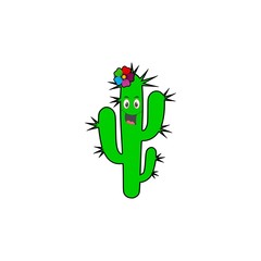 Happy cactus logo, sign, icon