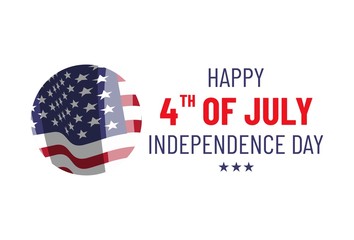 4th july. USA independence day. Vector banner with american flag. Patriotic illustration