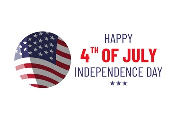 4th july. USA independence day. Vector banner with american flag. Patriotic illustration