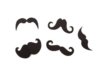 Happy Father's day background or card. black sign of mustache  empty copy space for inscription.