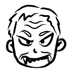 顔アイコン　男性　おじいさん　筆　表情