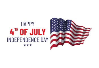 4th july. USA independence day. Vector banner with american flag. Patriotic illustration