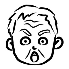 顔アイコン　男性　おじいさん　筆　表情