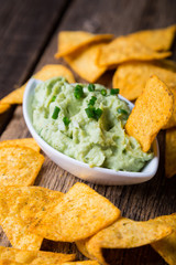 Guacamole Sauce and Nachos Chips