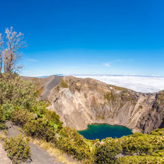 View to the Crater of Irazu Volcano at Irazu Volcano National Park in Costa Rica