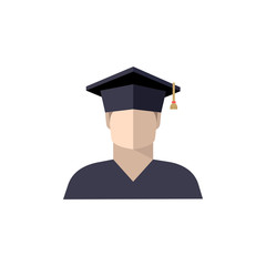 boy student in graduate cap, icon, sign, logo. color isolated image, isolated vector illustration