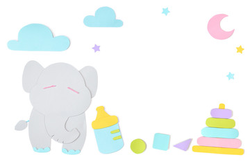 Baby frame paper cut on white background - isolated