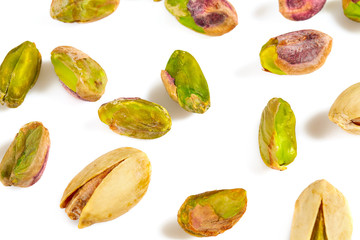 pistachio nuts isolated on white background