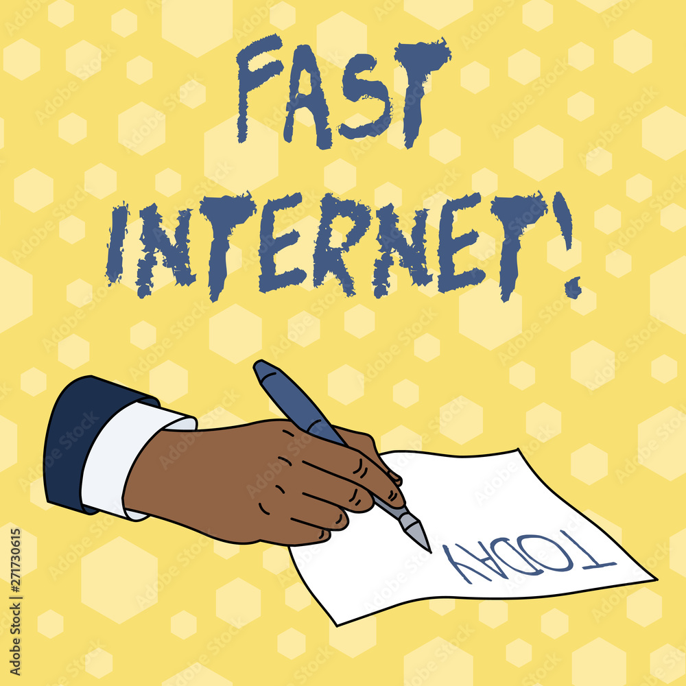 Poster writing note showing fast internet. business concept for term used for internet service that is fast