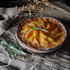 apricot pie in rustic home style