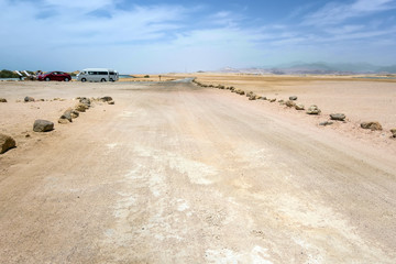 Egypt Desert Landscape road and stone.