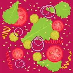 pattern vegetables tomat salad fresh vector green
