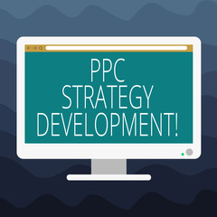 Writing note showing Ppc Strategy Development. Business photo showcasing To develop a plan of action to build effective PPC Blank Computer Desktop Monitor Color Screen Mounted with Progress Bar