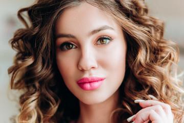 Naklejka premium Beautiful portrait with professional makeup for a bachelorette party. 
