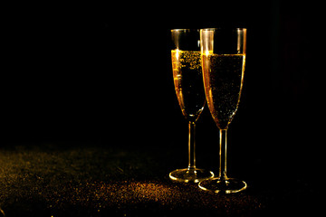 Champagne in the the glass New Year Christmas