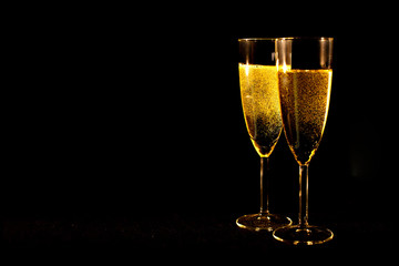 Champagne in the the glass New Year Christmas