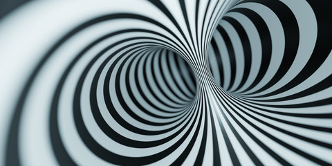 optical illusion black and white tunnel