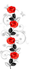 Floral decorative background with  red roses .