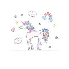 Unicorn in Pastel color with Stars Postcard
