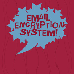Writing note showing Email Encryption System. Business photo showcasing Authentication mechanism of an email message Blank Oval Color Speech Bubble with Stars as Outline photo Text Space