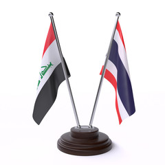 Iraq and Thailand, two table flags isolated on white background. 3d image