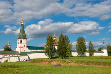 Valdai Iversky Svyatoozersky Virgin Monastery for Men. Selvitsky Island, Valdai Lake. Bell tower...