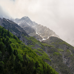French landscape - Les Ecrins. Panoramic view over the peaks of Les Ecrins nearby Grenoble.