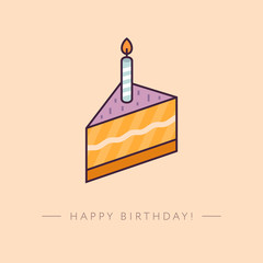 Birthday cake icon. Happy Birthday card. Vector illustration