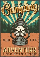 Buntes Plakat des Weinlesesommercampings © DGIM studio