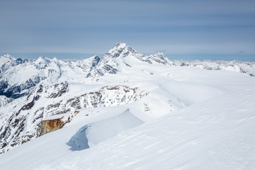 Fototapeta na wymiar Young's Peak summit ridge. Seven Steps to Paradise backcountry ski line