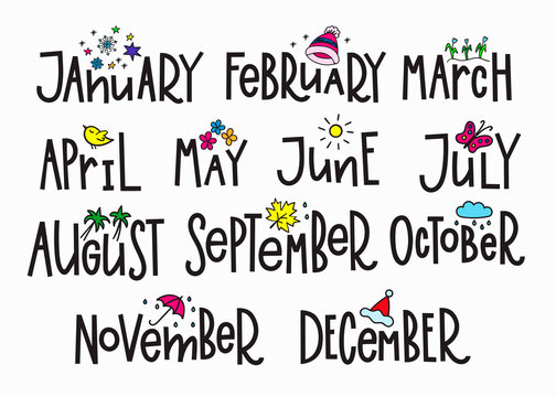 Months year calendar lettering typography