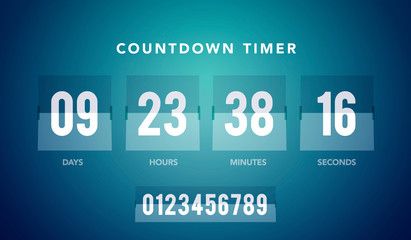 Vector illustration flip countdown clock counter timer for website - obrazy, fototapety, plakaty