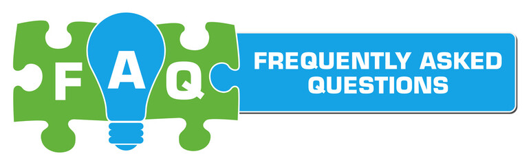 FAQ - Frequently Asked Questions Green Blue Bulb Puzzle Horizontal 
