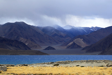 Pangong Lake or Pangong Tso in Ladakh District, India.