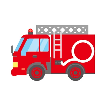 働く車のイラスト 自動車 消防車 梯子車 デフォルメ コミック アニメ調 ベクターデータ Stock Vector Adobe Stock