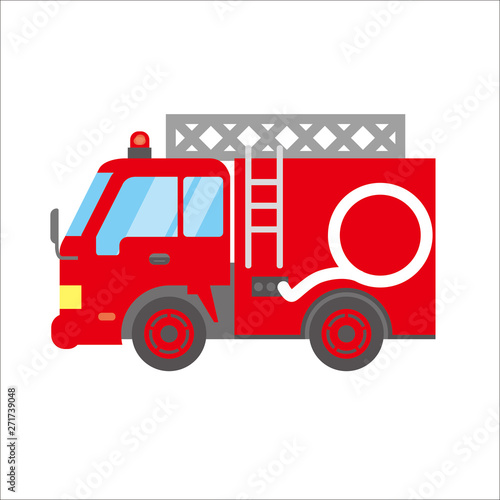 働く車のイラスト 自動車 消防車 梯子車 デフォルメ コミック アニメ調 ベクターデータ Animation Wall Mural Animati Globeds