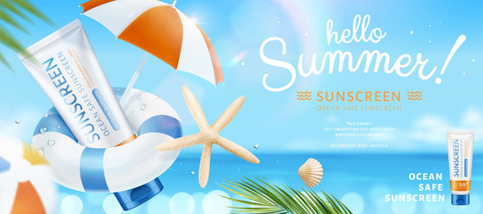 Summer ocean safe sunscreen © HstrongART